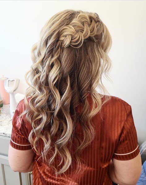 Loose Half-Up Braided Crown